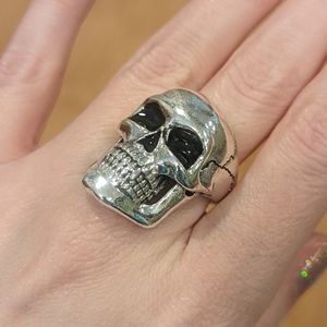 FINAL PRICE NWOT Skull Shiny Stainless Steel Biker Goth Chunky Ring 8.5